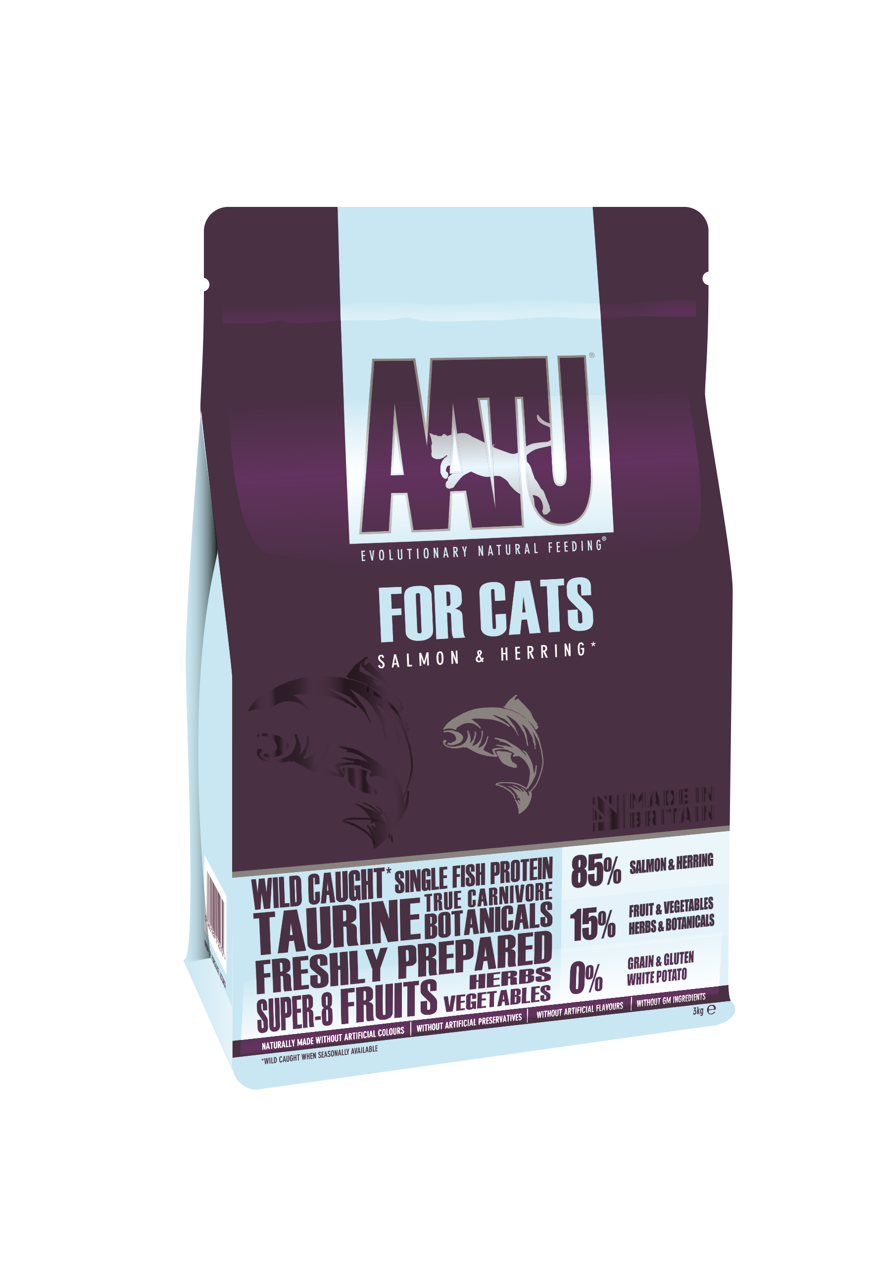 AATU 85/15 Grain Free Salmon & Herring Dry Cat Food - 3kg